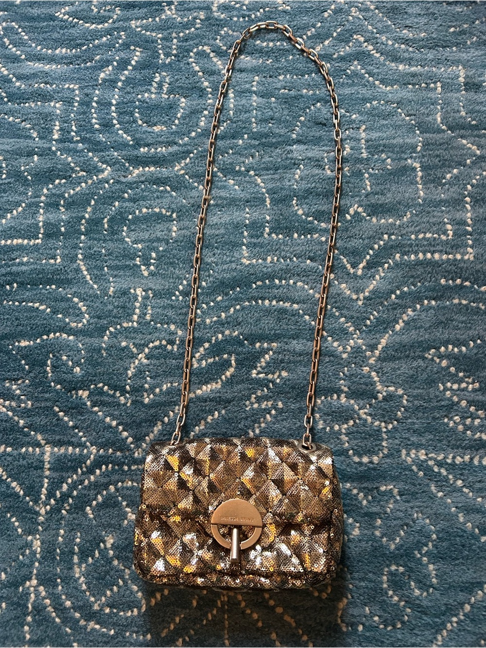 Vanessa Bruno Metallic Quilted Crossbody in Gold and Silver Tones